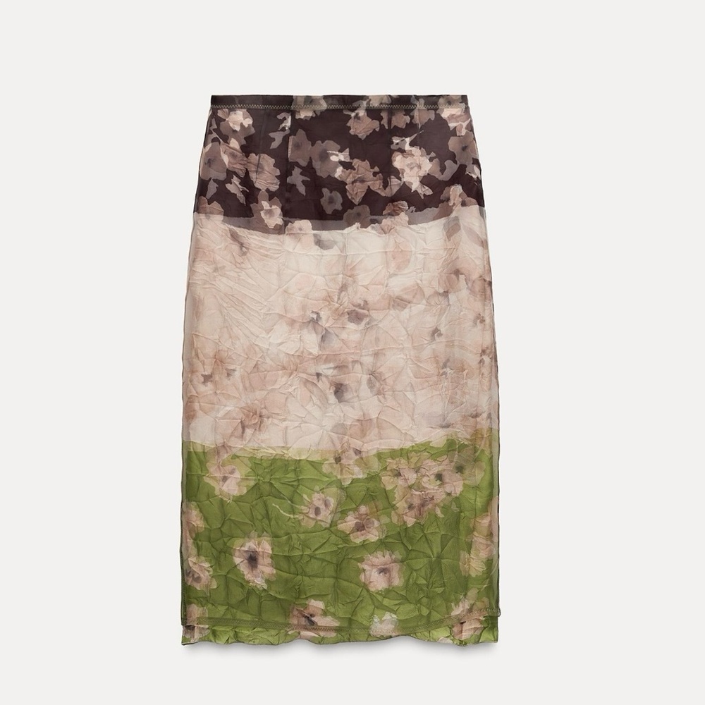 Zara Multicolor Floral Midi Skirt